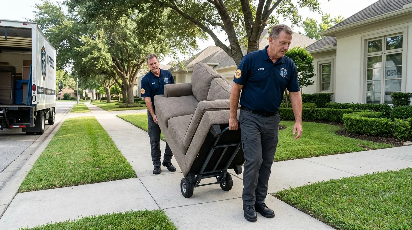 Local residential moving crew loading furniture in Chickamauga, GA