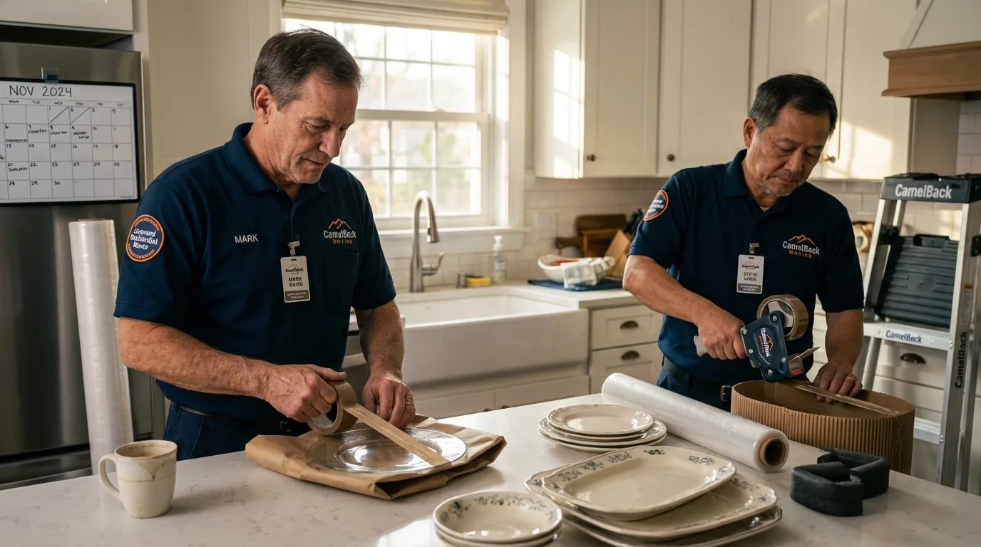 Professional crew packing kitchen dishware in Chickamauga, GA